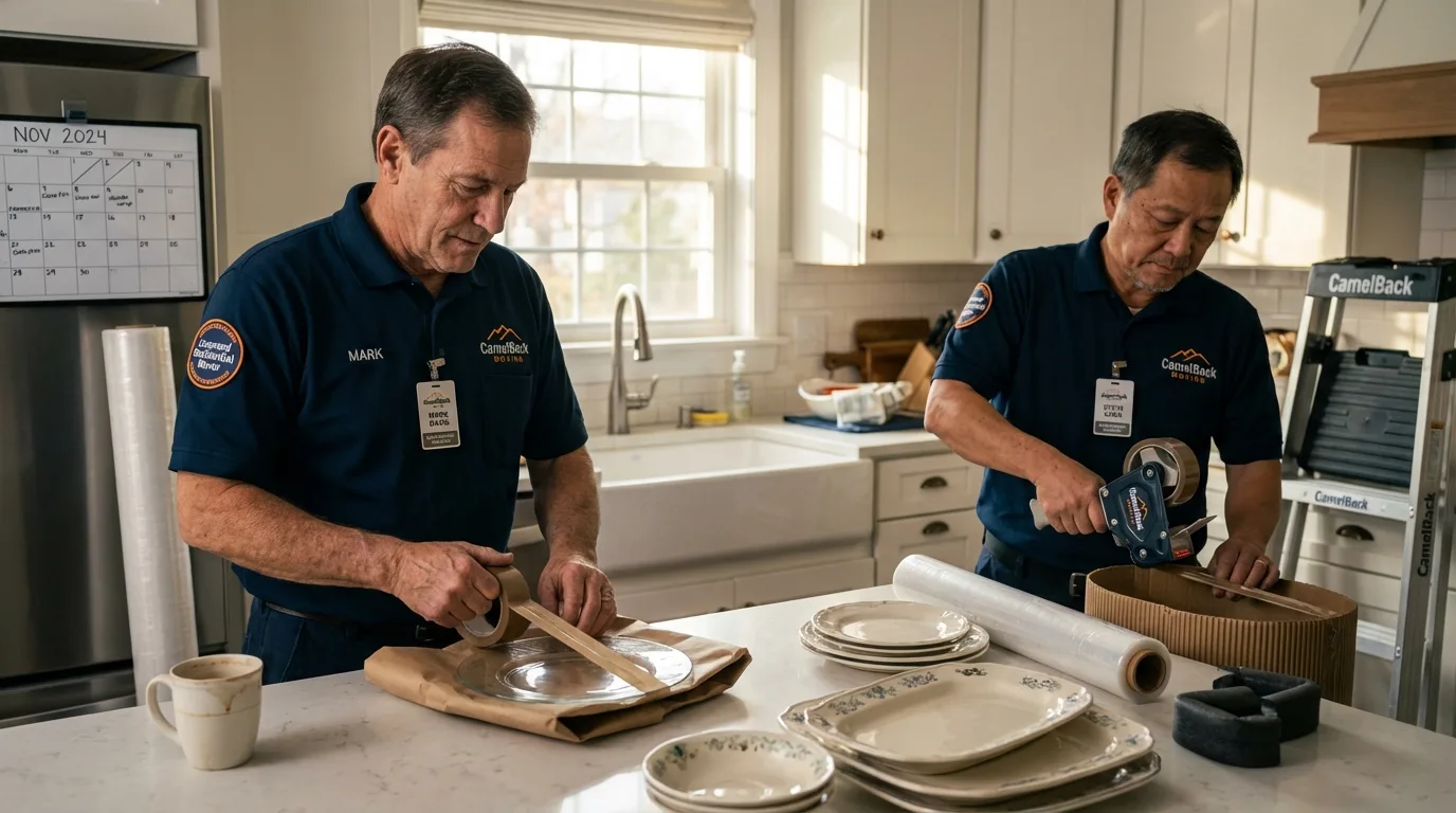 Professional crew packing kitchen dishware in Sterling Heights, MI