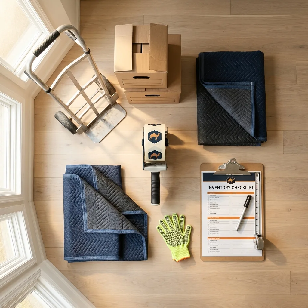 Professional moving supplies and packing materials layout for Sterling Heights residential relocations